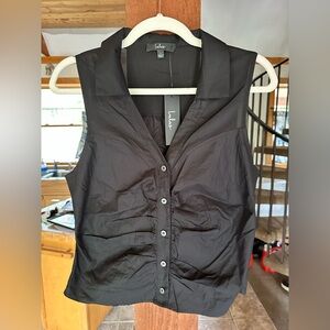 NWT Lulus Black Button Down Sleeveless Shirt